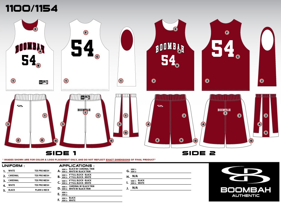 Boombah Authentic Basketball Uniforms