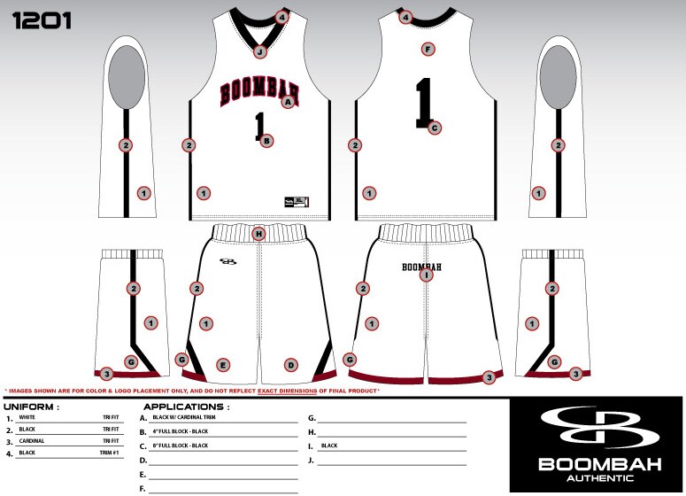 Boombah Authentic Basketball Uniforms