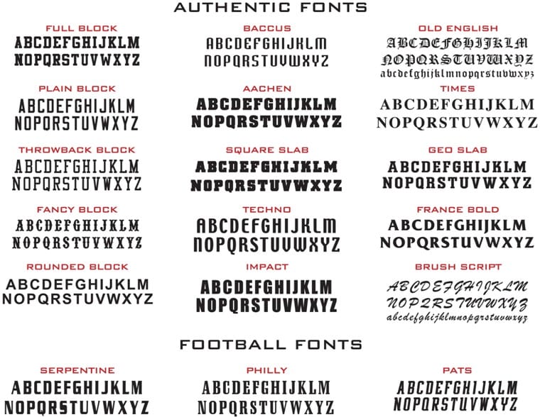 font for football jersey